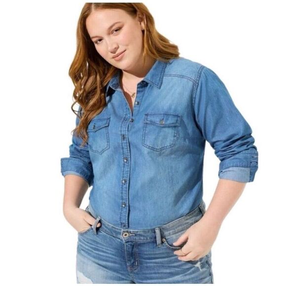 Torrid Denim Button Down Sz 6X - Picture 1 of 7